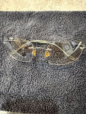 Rimless Yellow Tint Sunglasses with Gold Nose Pads